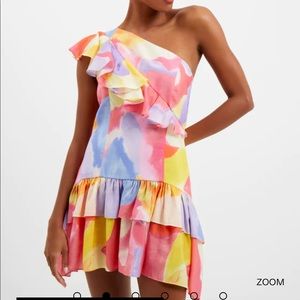 French Connection ISADORA FARON ONE SHOULDER PRINTED MINI DRESS